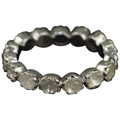 Used Certified natural real uncut diamond oxidized sterling silver ring eternity band