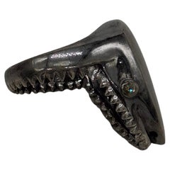 Certified Natural rose cut Diamonds 925 silver shark mouth designer ring band