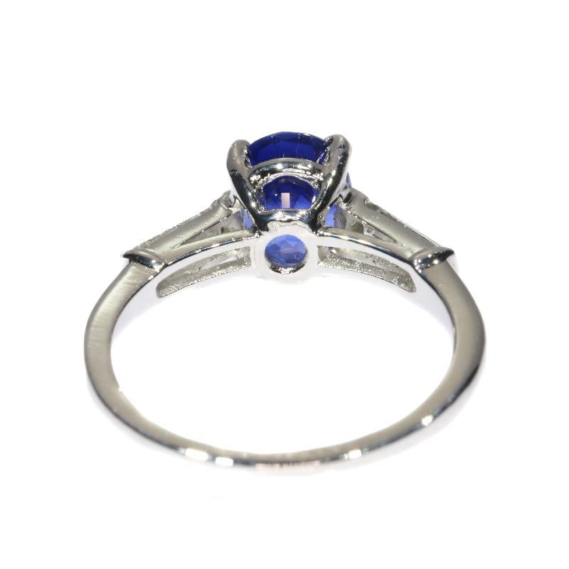 Certified Natural Sapphire 1.93 Carat and Diamond Engagement Ring, 1950s 4