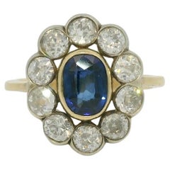 Certified natural sapphire and diamond ring circa 1900