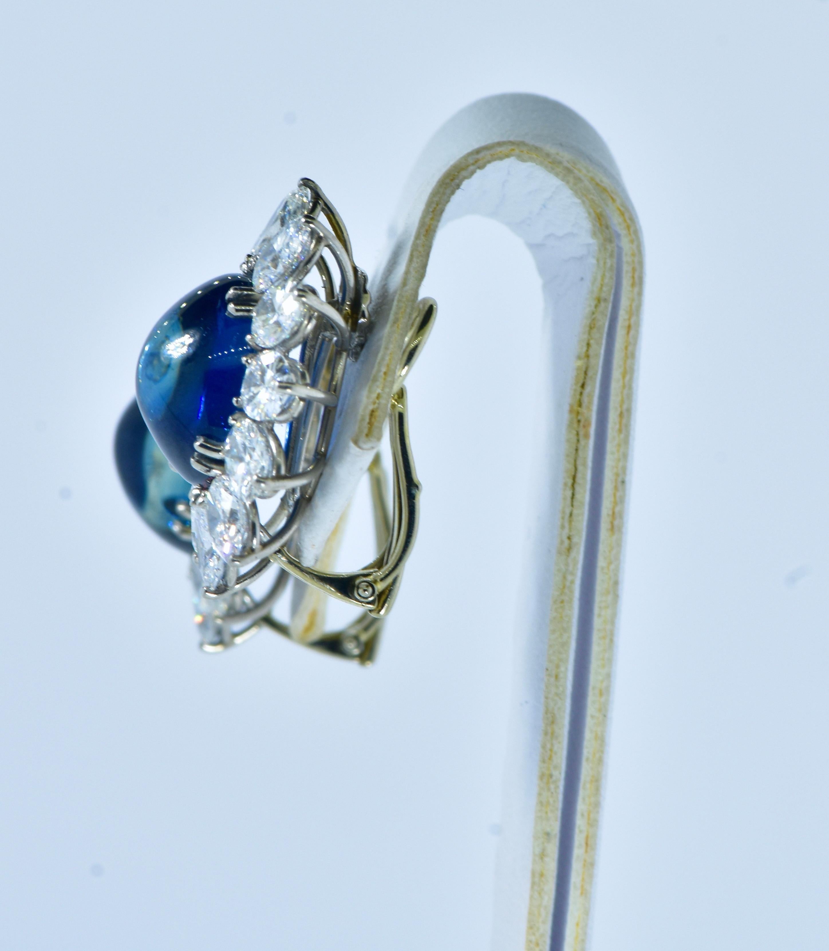 Zertifizierte Vintage-Ohrringe mit natürlichen Saphiren mit einem Gewicht von 16,77 Karat und feinen Diamanten im Angebot 5