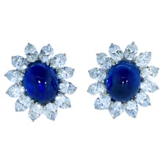 Certified Natural Sapphires, weighing 16.77cts & Fine Diamond Vintage Earrings