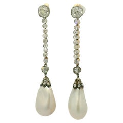 Certified Natural sea pearl and diamond earrings
