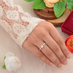 Certified Natural SI/H Diamond Pave Stackable Band Ring 14 Karat White Gold
