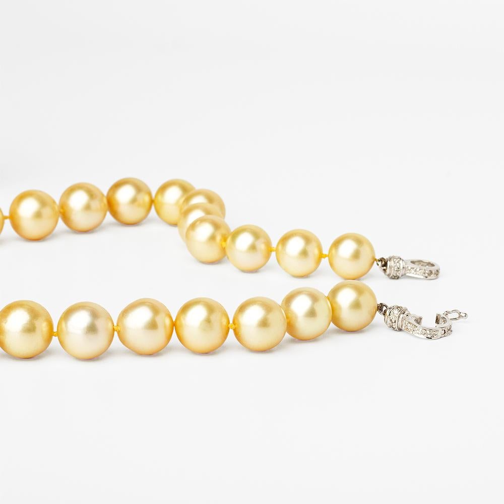 Certified Natural Southsea Gold Pearl Necklace In New Condition In Istanbul, TR