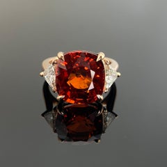 Zertifizierter Statement-Ring aus natürlichem Spessartit-Granat und Diamanten in 18-karätigem Roségold