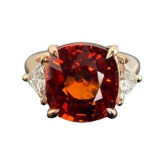 Zertifizierter Statement-Ring aus natürlichem Spessartit-Granat und Diamanten in 18-karätigem Roségold