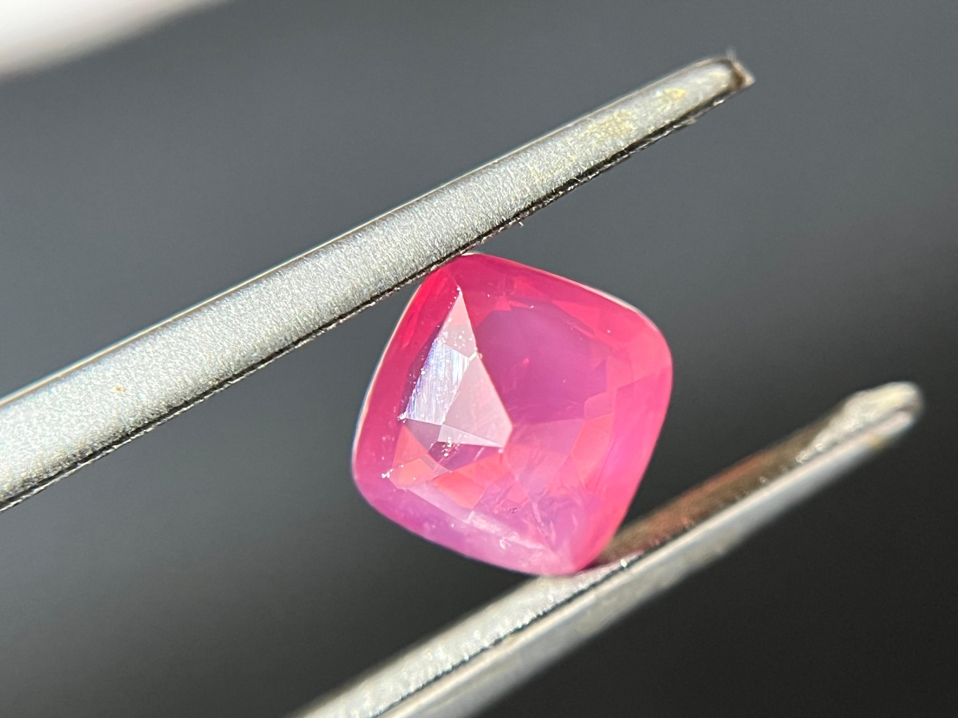 Certified Natural Tanzania Velvety Orange Pink Cushion Cut Mahenge Spinel For Sale 3