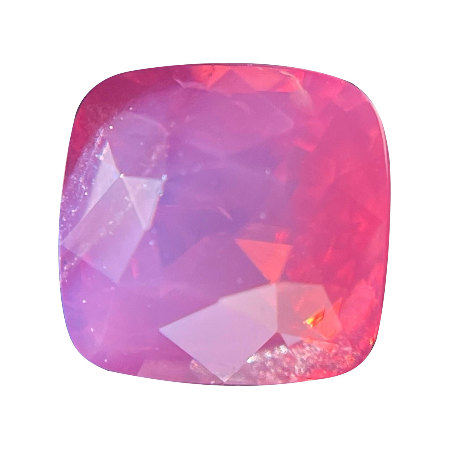 Spinello di Mahenge certificato in Tanzania, di colore rosa arancione vellutato con taglio a cuscino