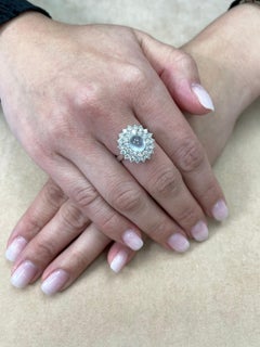 Certified Natural Type A Icy Jadeite Jade and Diamond Cocktail Ring, Translucent