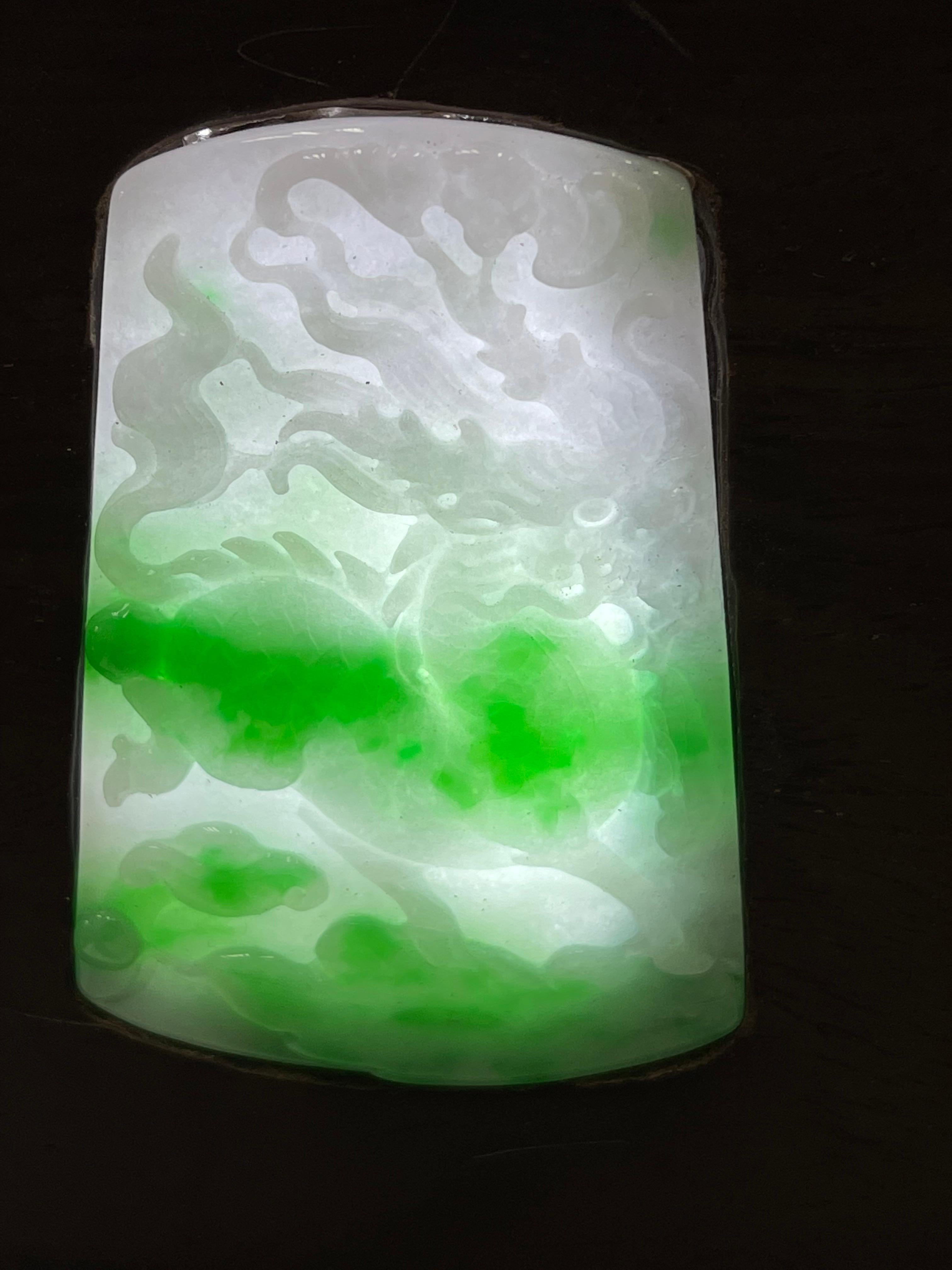 Contemporary Certified Natural Type A Jade Decoration & Pendants, Lucky and Longevity For Sale