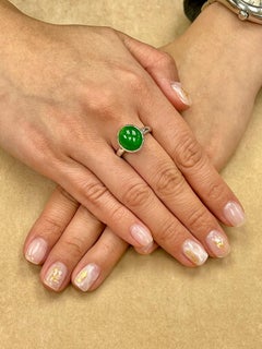 Certified Natural Type A Jadeite Jade Ring, Apple Green Color, Unisex