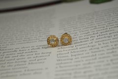 Certified natural Uncut Diamond sterling silver gold plated Halo Stud Earrings