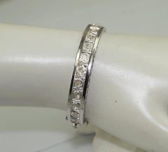 Certified natural uncut Diamonds shiny sterling silver hinged bracelet