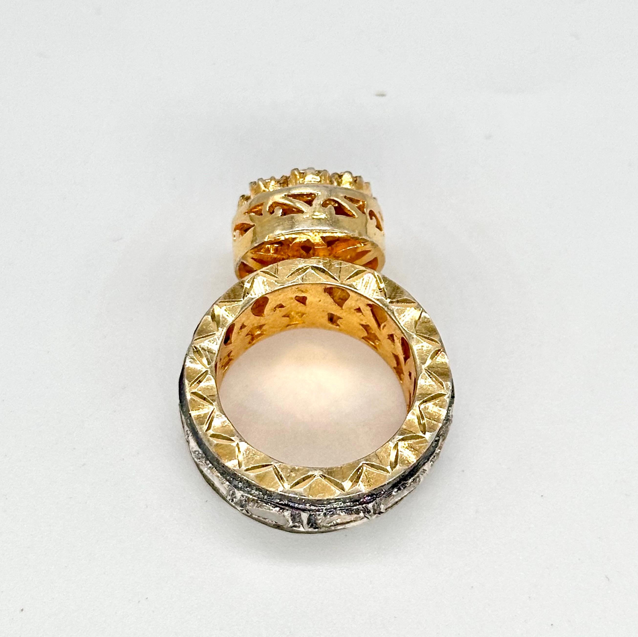 Rose Cut Certified Natural uncut rose cut Diamond 925 silver cocktail eternity ring band For Sale