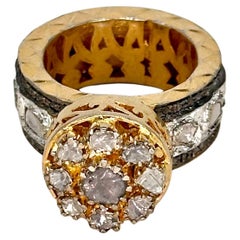 Zertifizierter natürlicher ungeschliffener Diamant 925 Silber Cocktail Ewigkeitsring mit Rosenschliff