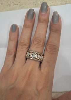 Anello dell'eternità in argento 925 con diamante naturale non tagliato, certificato e non tagliato a rosa