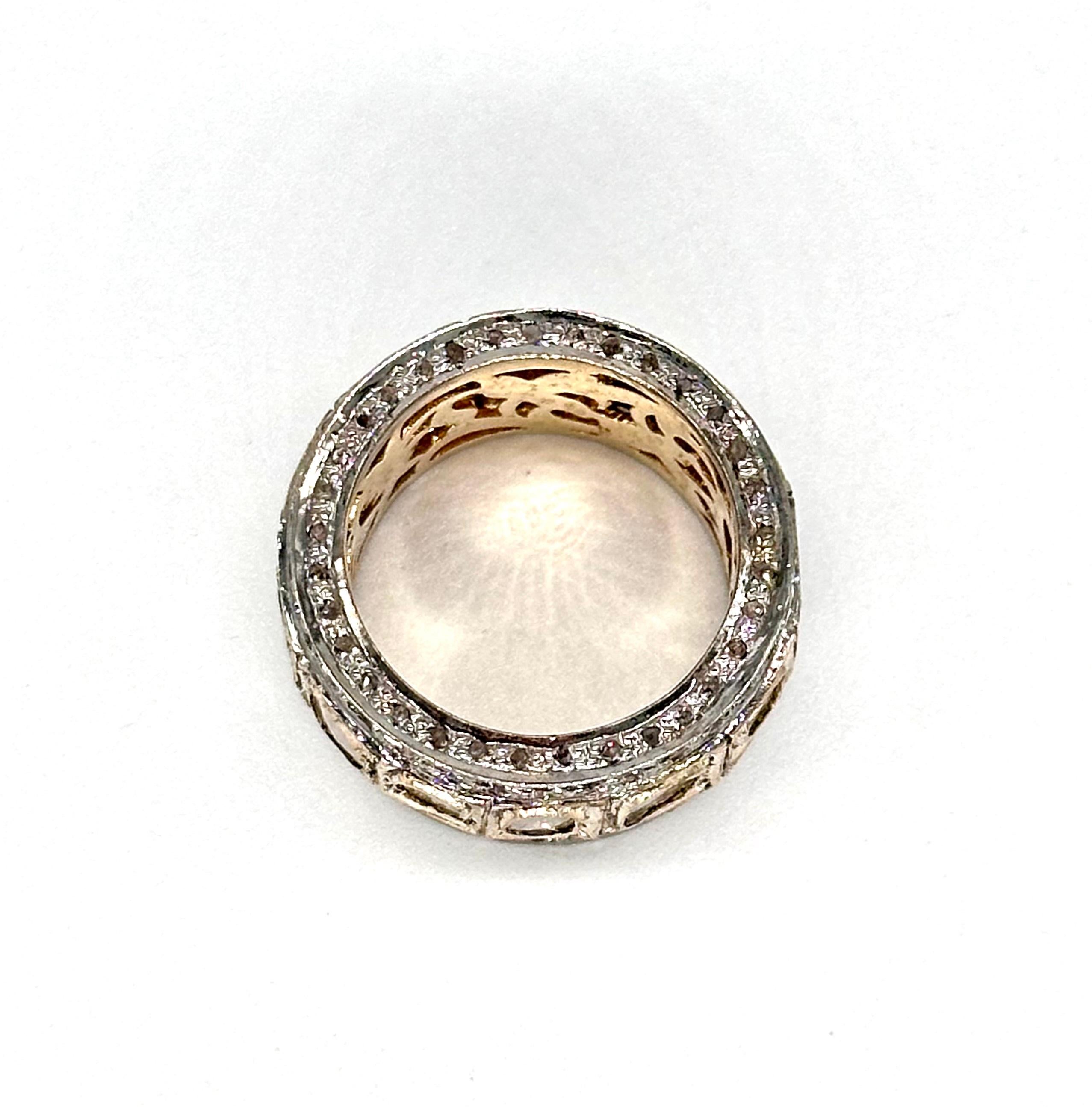 Certified Natural uncut rose cut Diamond 925 silver eternity ring band In New Condition In Delhi, DL