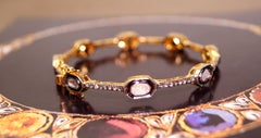 Bracciale in argento placcato oro giallo con diamanti naturali certificati non tagliati a forma di rosa