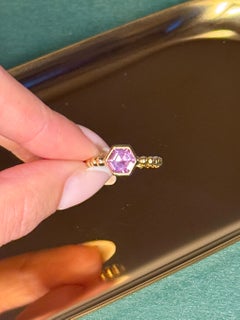 Certified Natural Unheated Pink Sapphire Hex Ring