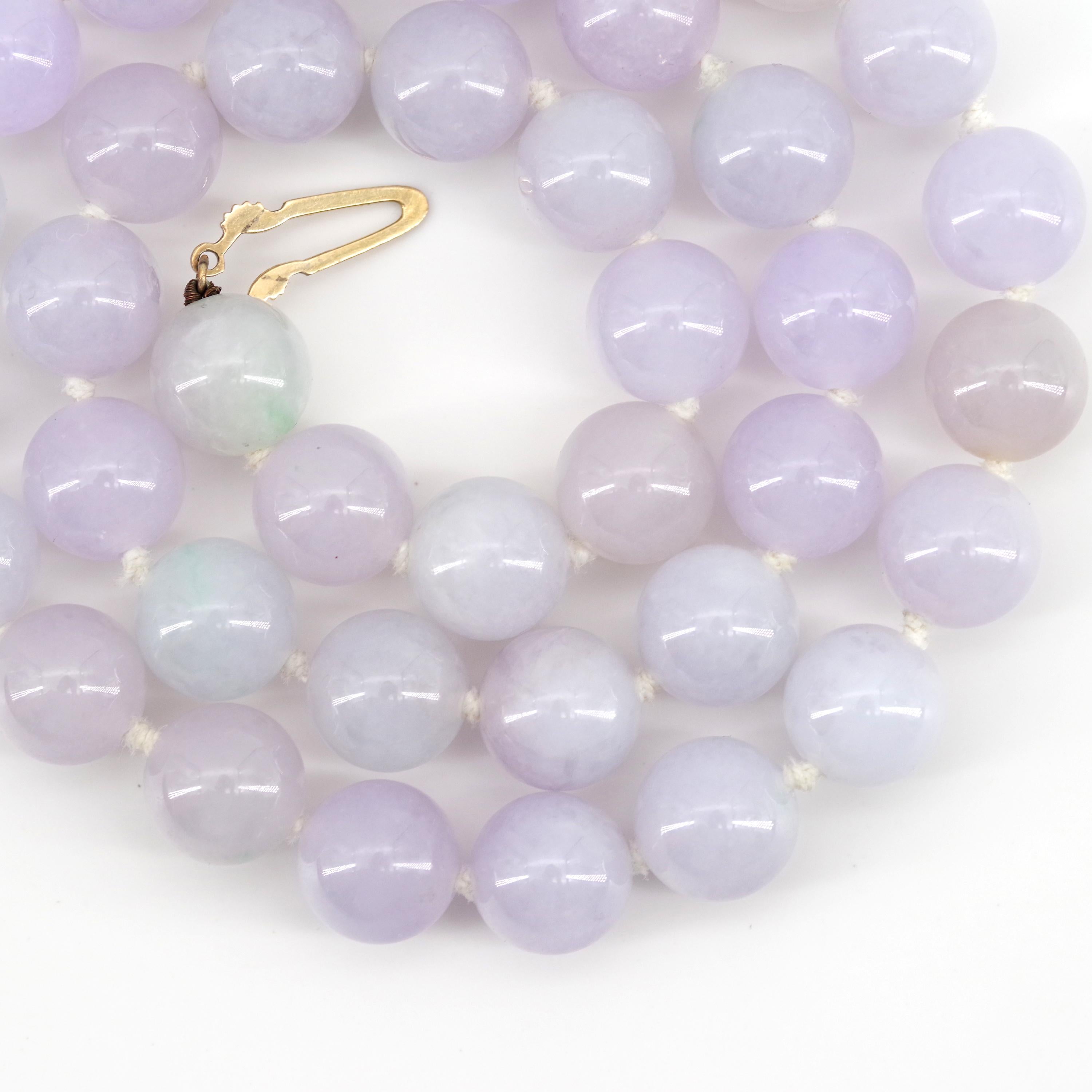 Women's or Men's Lavender Jade Necklace from Midcentury Certified Untreated