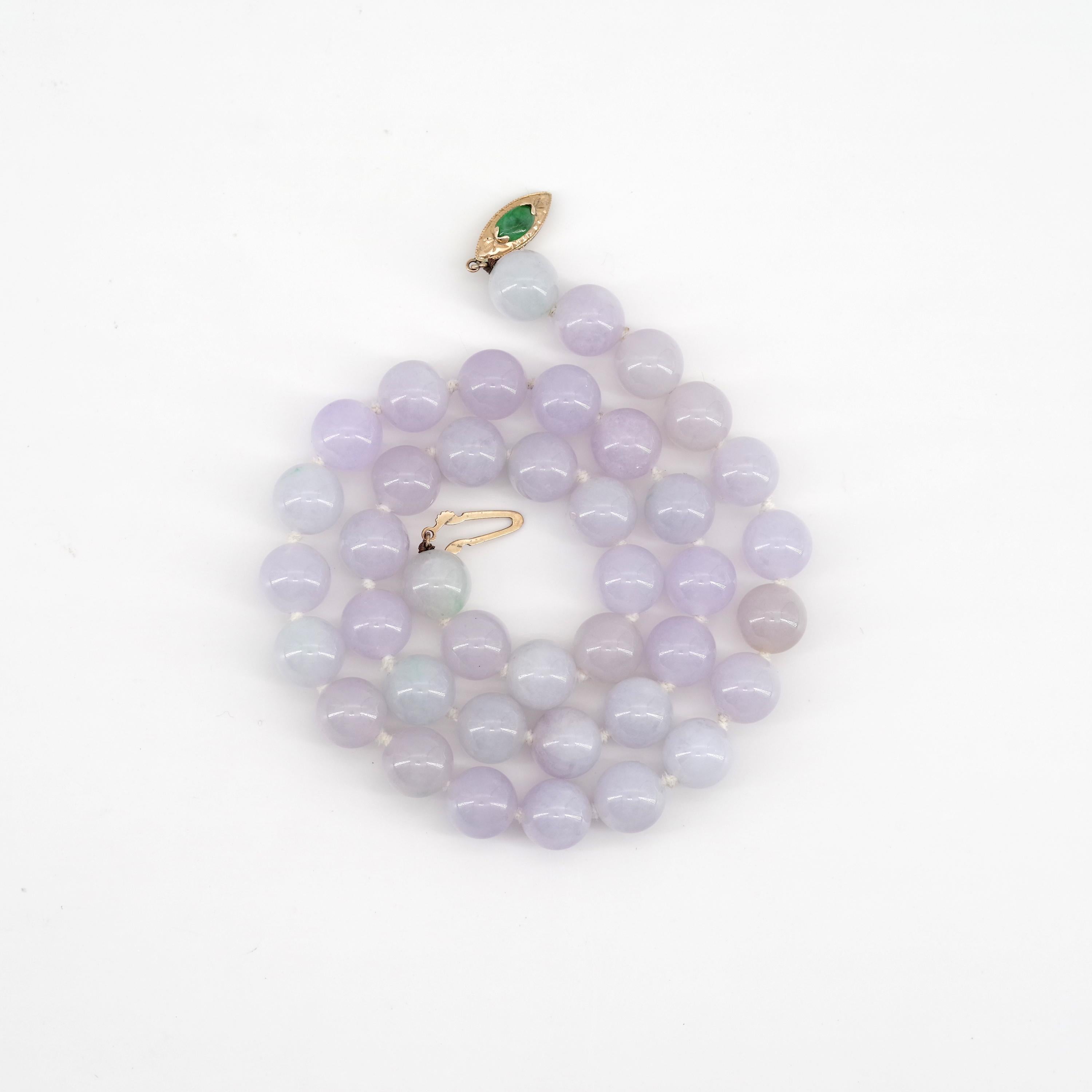 Art Deco Lavender Jade Necklace from Midcentury Certified Untreated