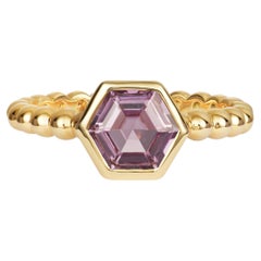 Certified Natural Violet Sapphire Hex Ring 