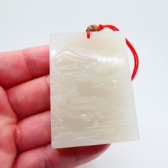 Certified Natural White Nephrite Jade Carving, Hetian Jade Decoration, Unisex
