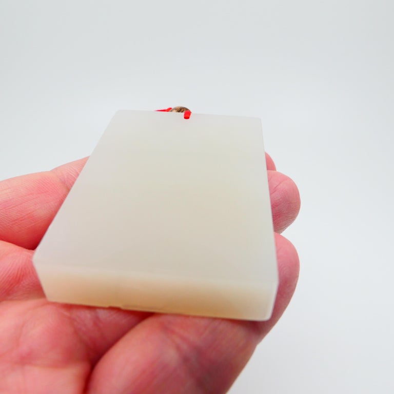 Certified Natural White Nephrite Jade Carving, Hetian Jade Decoration