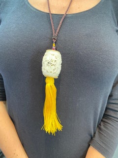 Certified Natural White Nephrite Jade Pendant, Well Hollowed