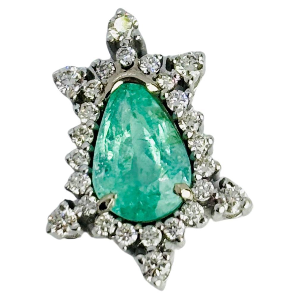 Art Déco Collana con diamanti in oro bianco 14K con tormalina neon Paraiba certificata in vendita