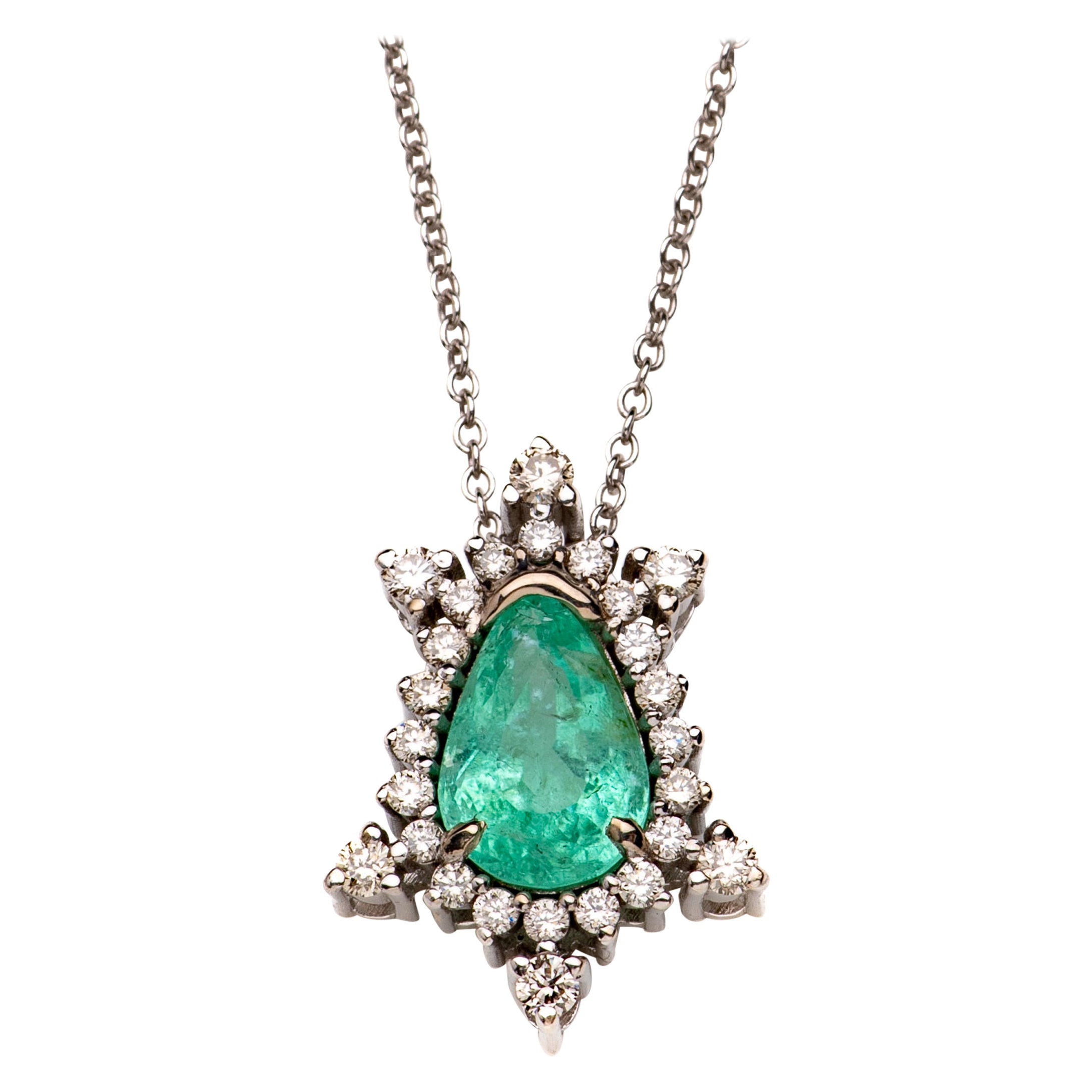 Collier de Tourmaline Paraiba certifiée néon en or blanc 14K avec diamants en vente