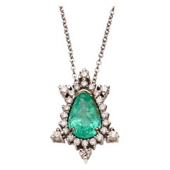 Certified Neon Paraiba Tourmaline 14K White Gold Diamonds Necklace