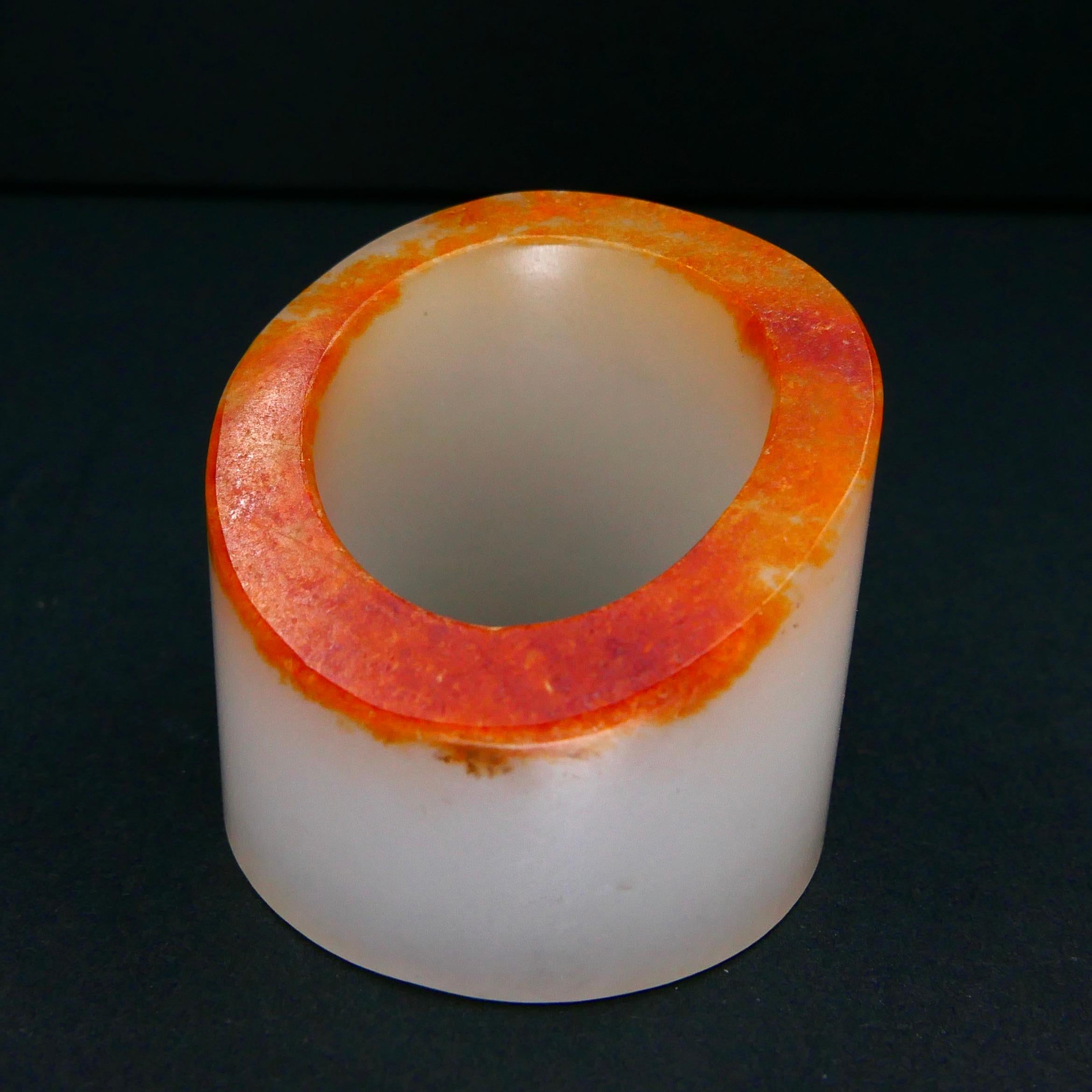 Certified Nephrite Jade Archer's Thumb Ring by Master 于士榮, River Pebble For Sale 1