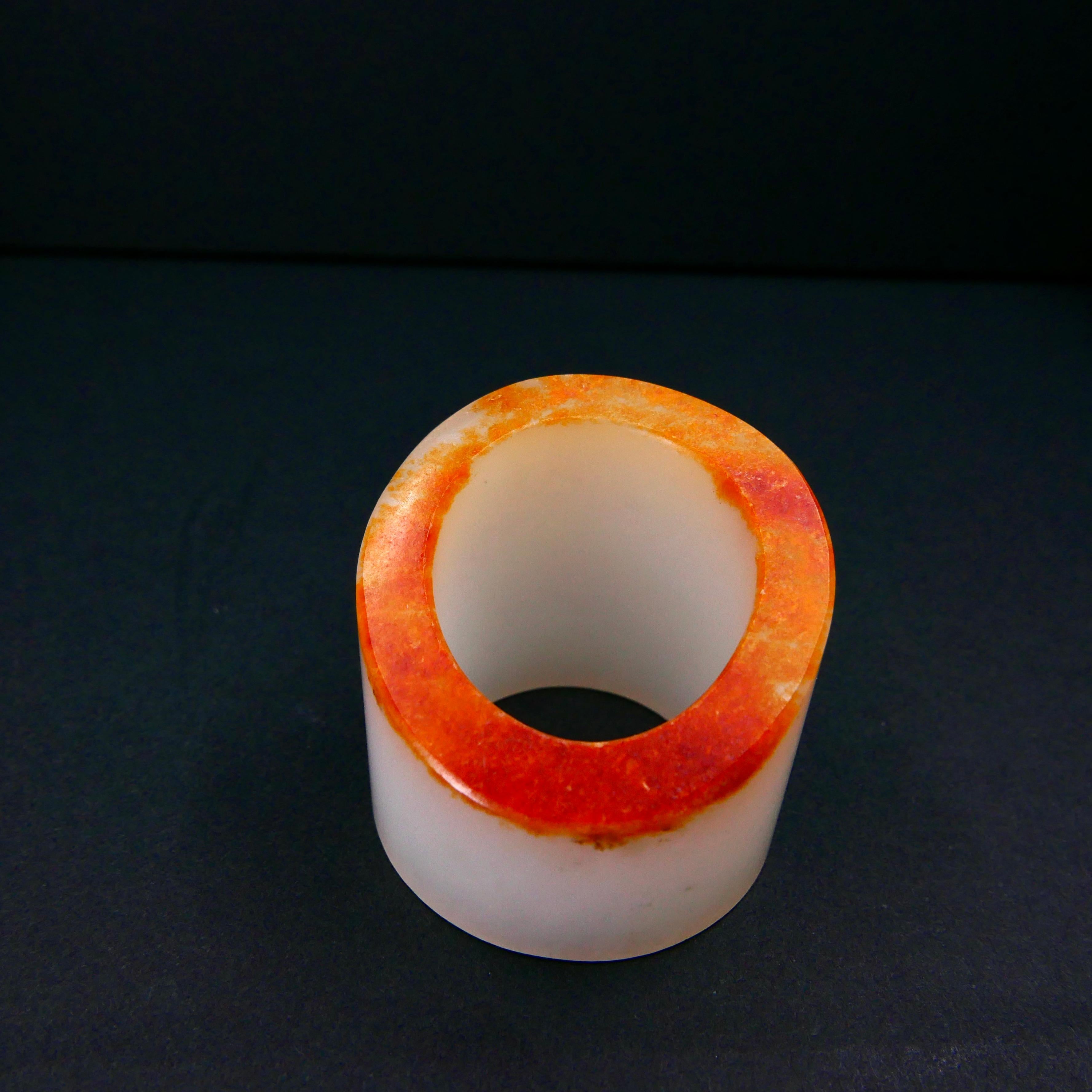 Certified Nephrite Jade Archer's Thumb Ring by Master 于士榮, River Pebble For Sale 7