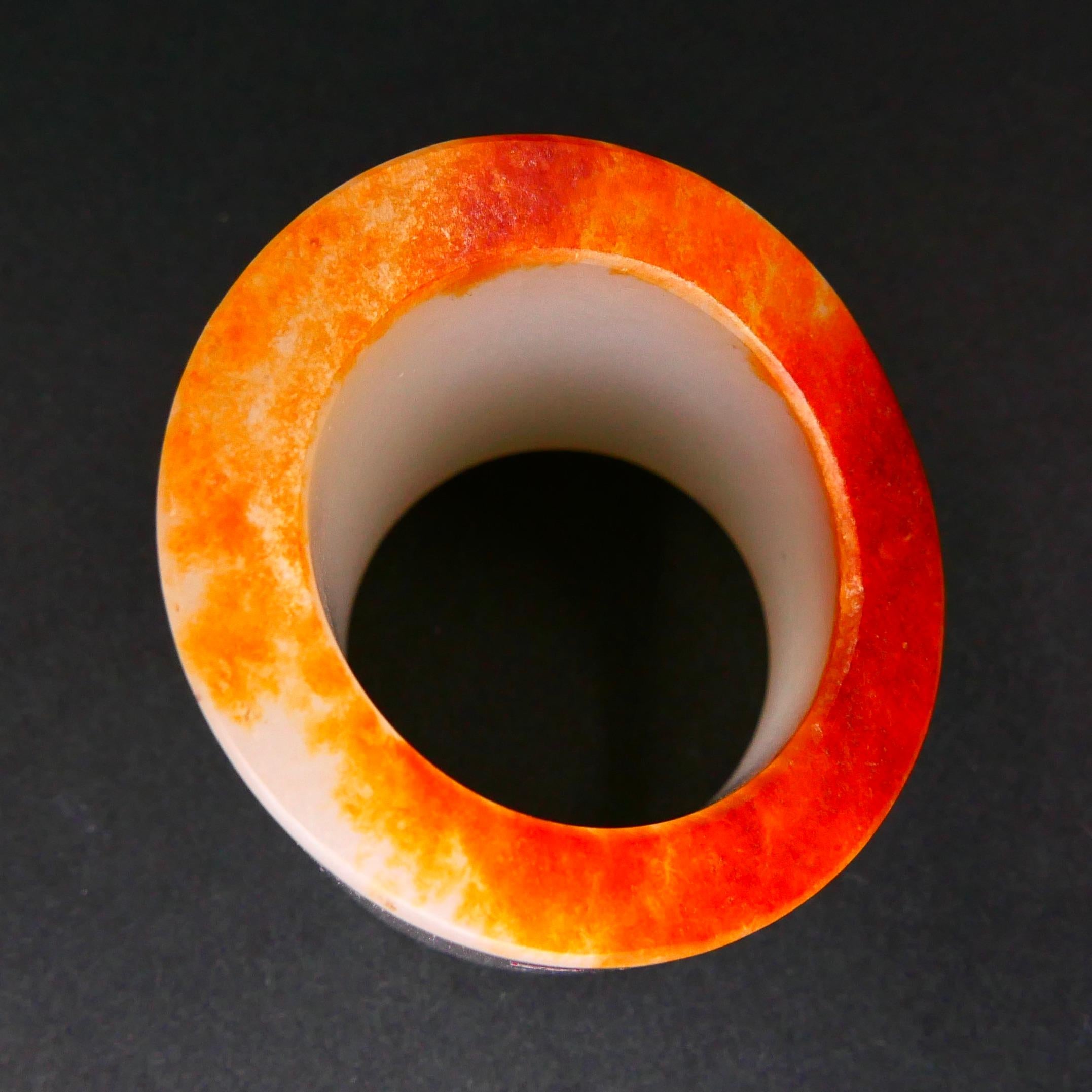 Certified Nephrite Jade Archer's Thumb Ring by Master 于士榮, River Pebble For Sale 8