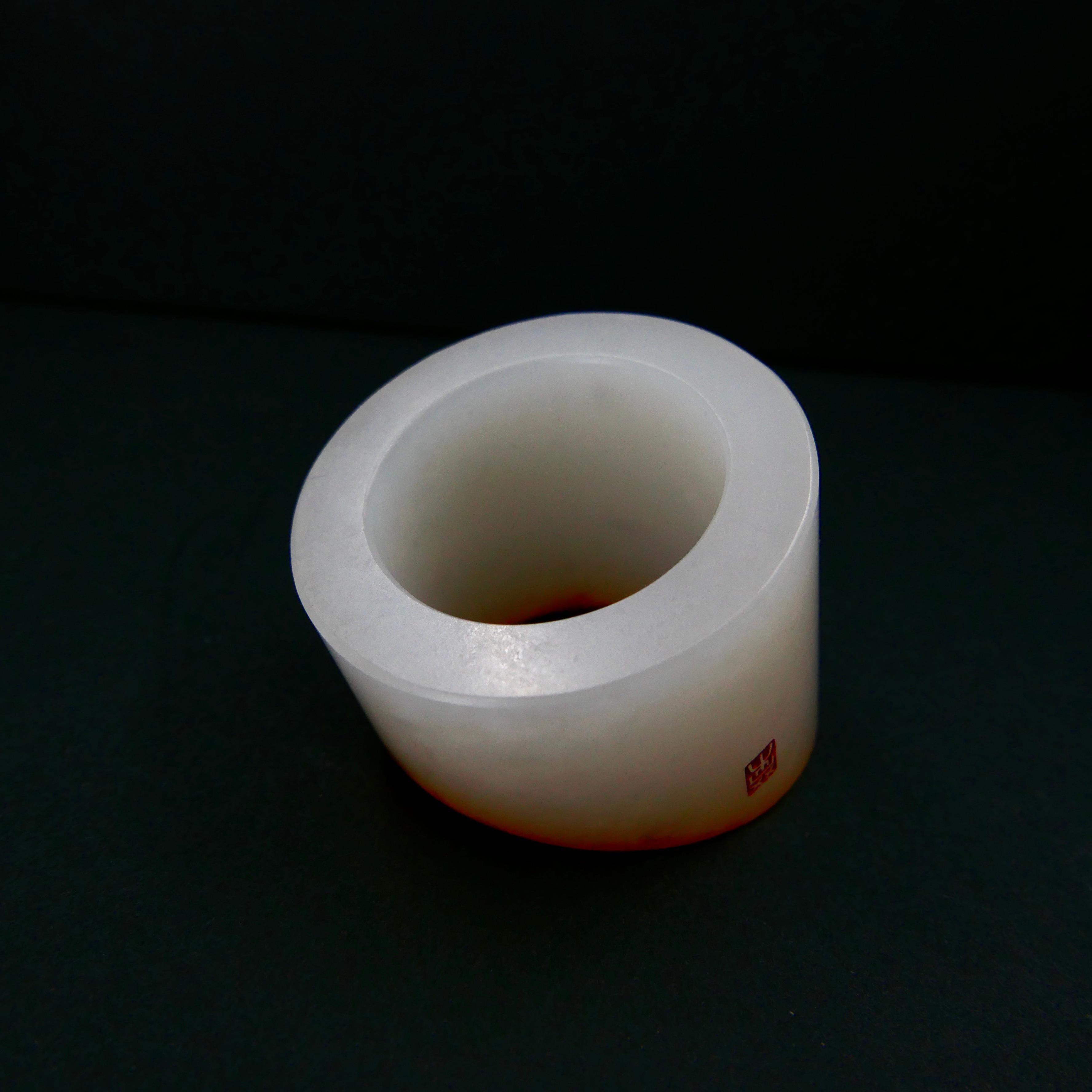 Certified Nephrite Jade Archer's Thumb Ring by Master 于士榮, River Pebble For Sale 9