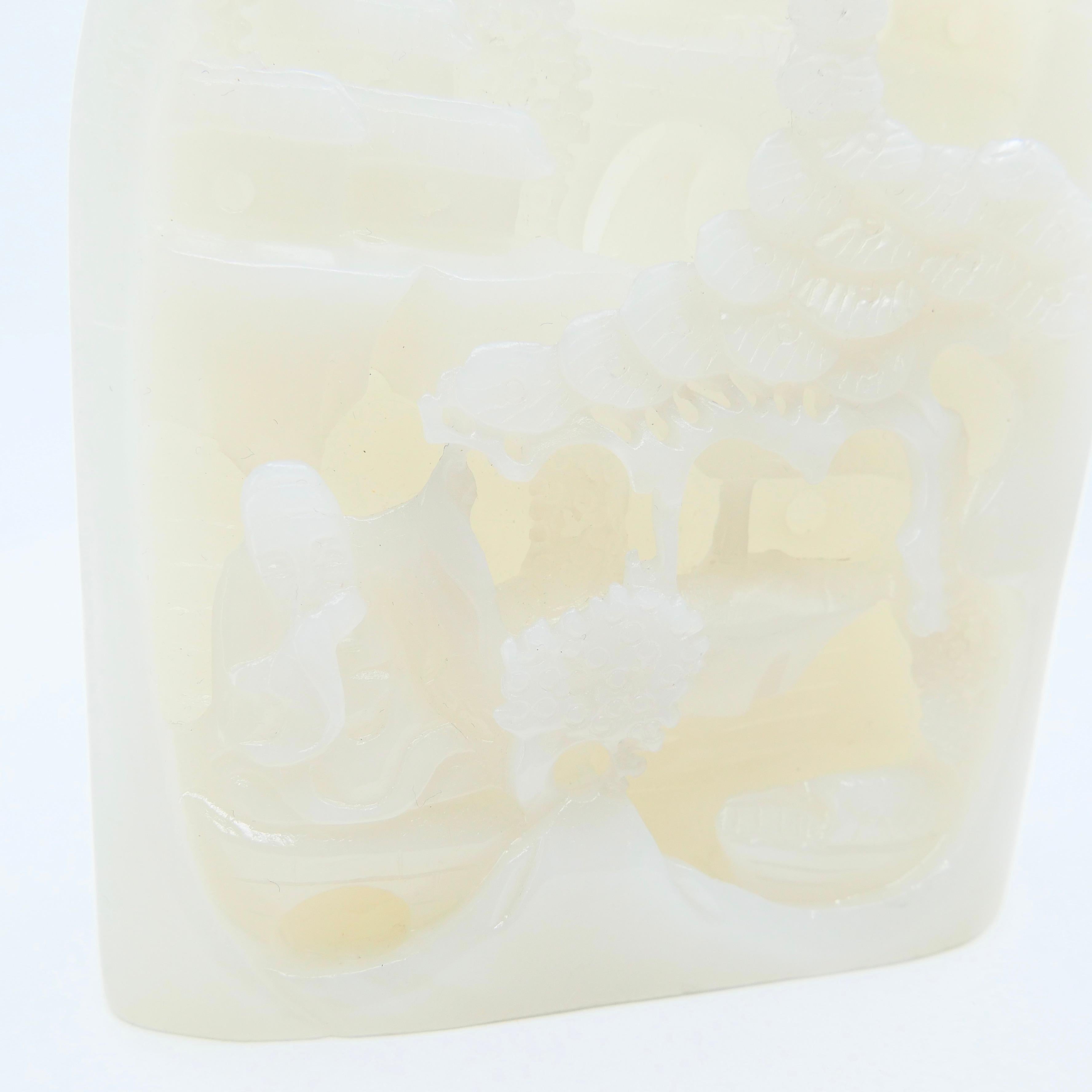 Certified Nephrite White Jade Carving, Hetian Jade, Scenic Stature For Sale 2