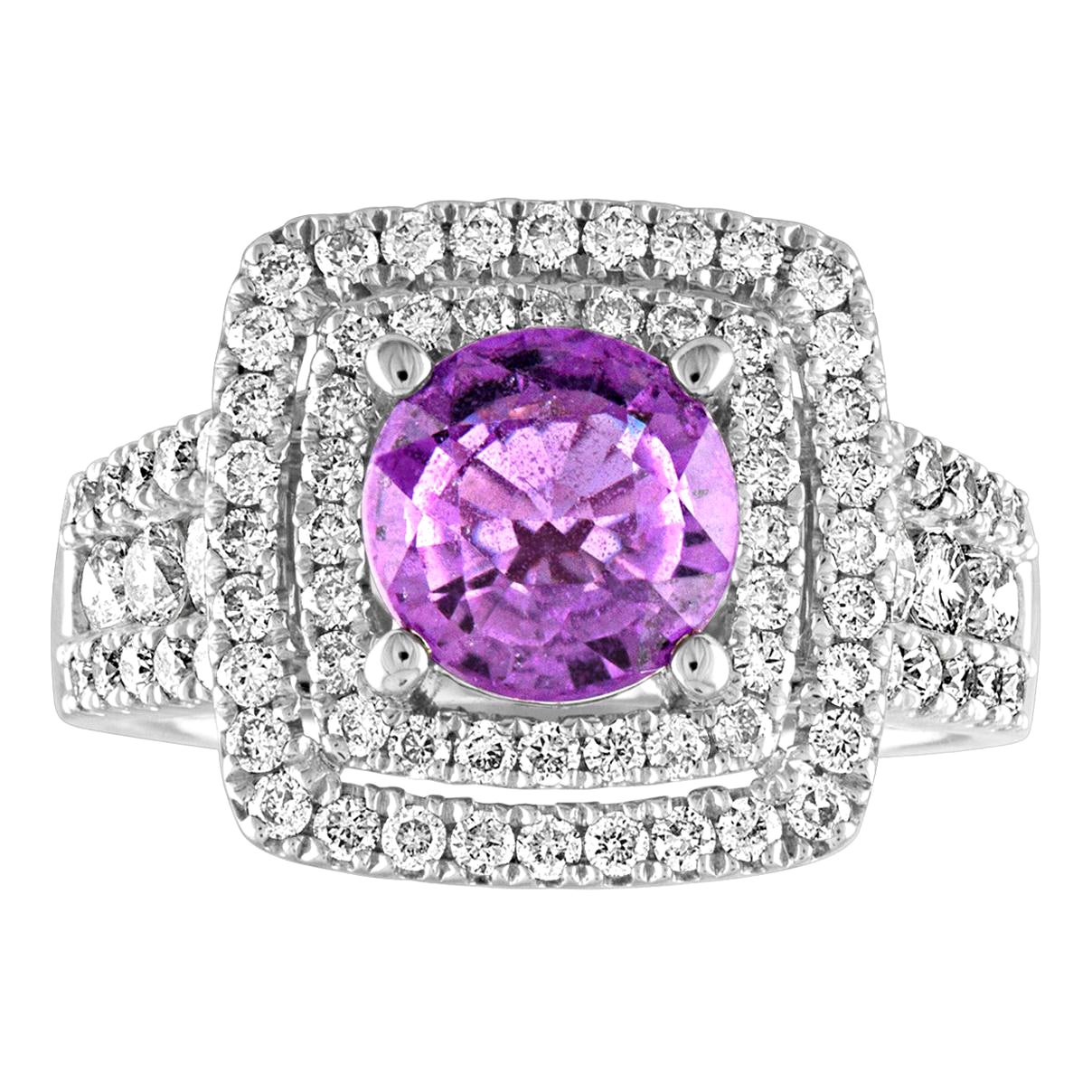 Goldring, zertifizierter unbehandelter 1,97 Karat rosafarbener violetter Saphir