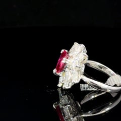 Certified No-Heat 2.43 Carat Heart Ruby and Diamond Platinum Ring