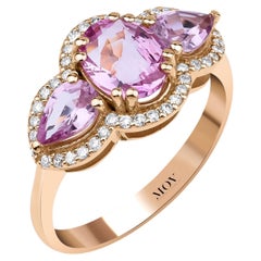 Certified No-Heat 2.47 Carat Pink Sapphire and .25 Carat F-VS/SI Diamond Ring