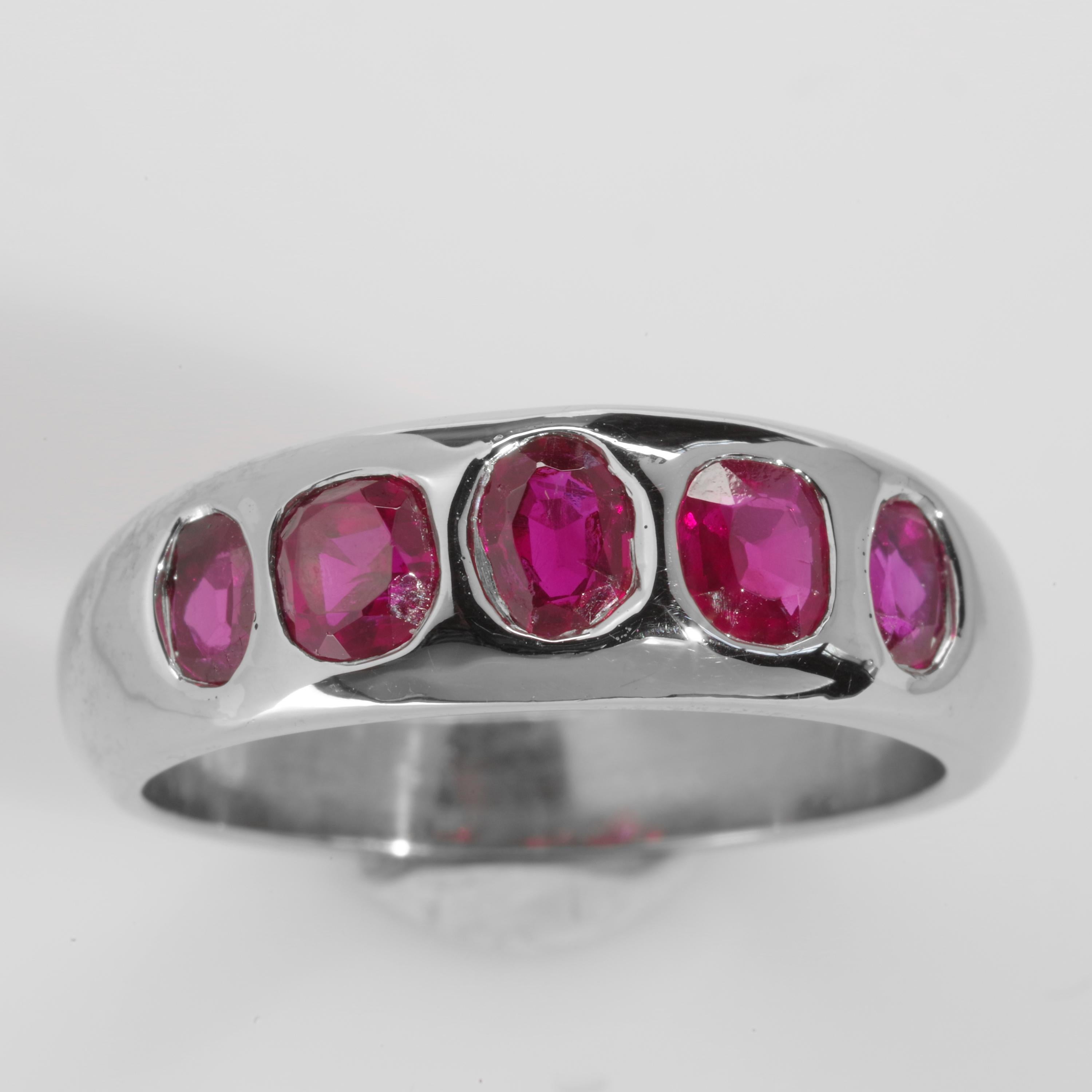 Ruby Ring Certified No-Heat Burma Rubies English Circa 1999 7