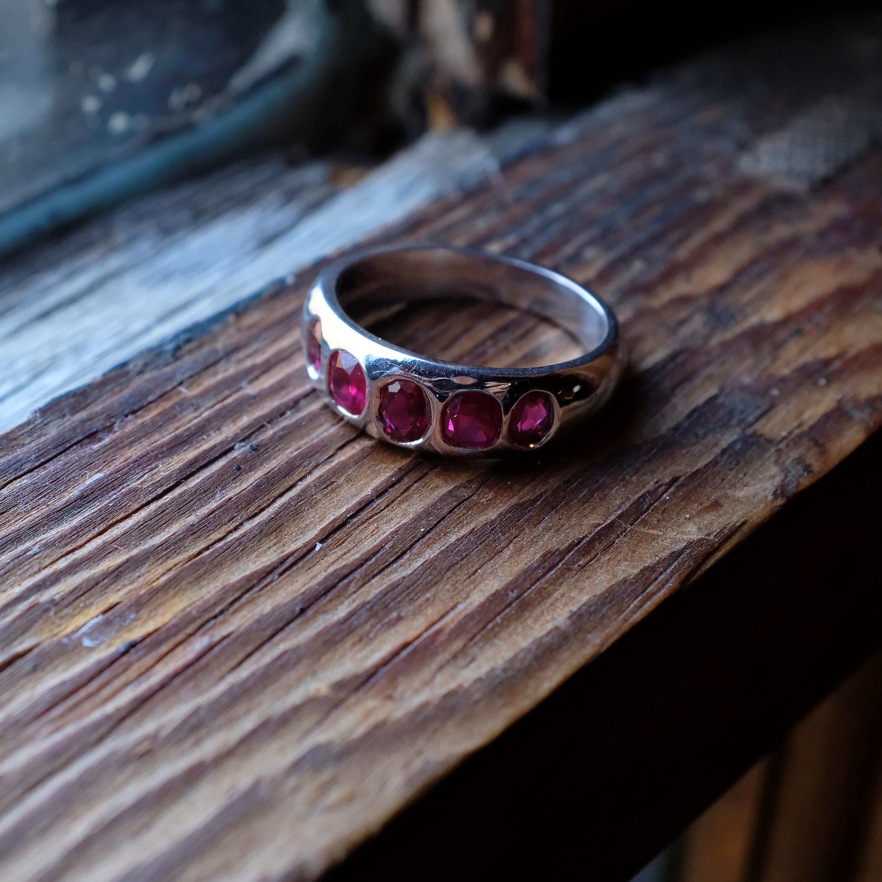 Ruby Ring Certified No-Heat Burma Rubies English Circa 1999 9