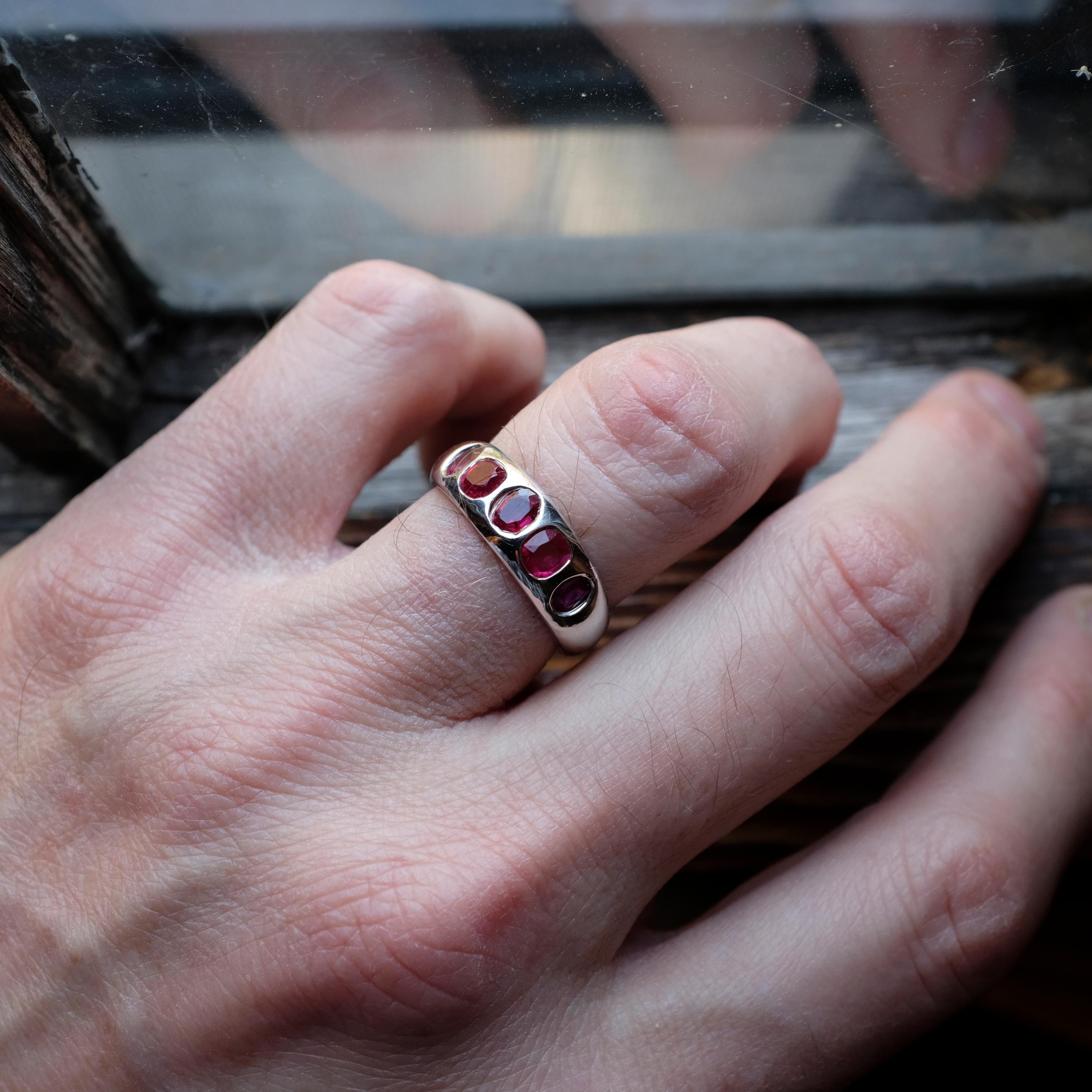 Ruby Ring Certified No-Heat Burma Rubies English Circa 1999 10