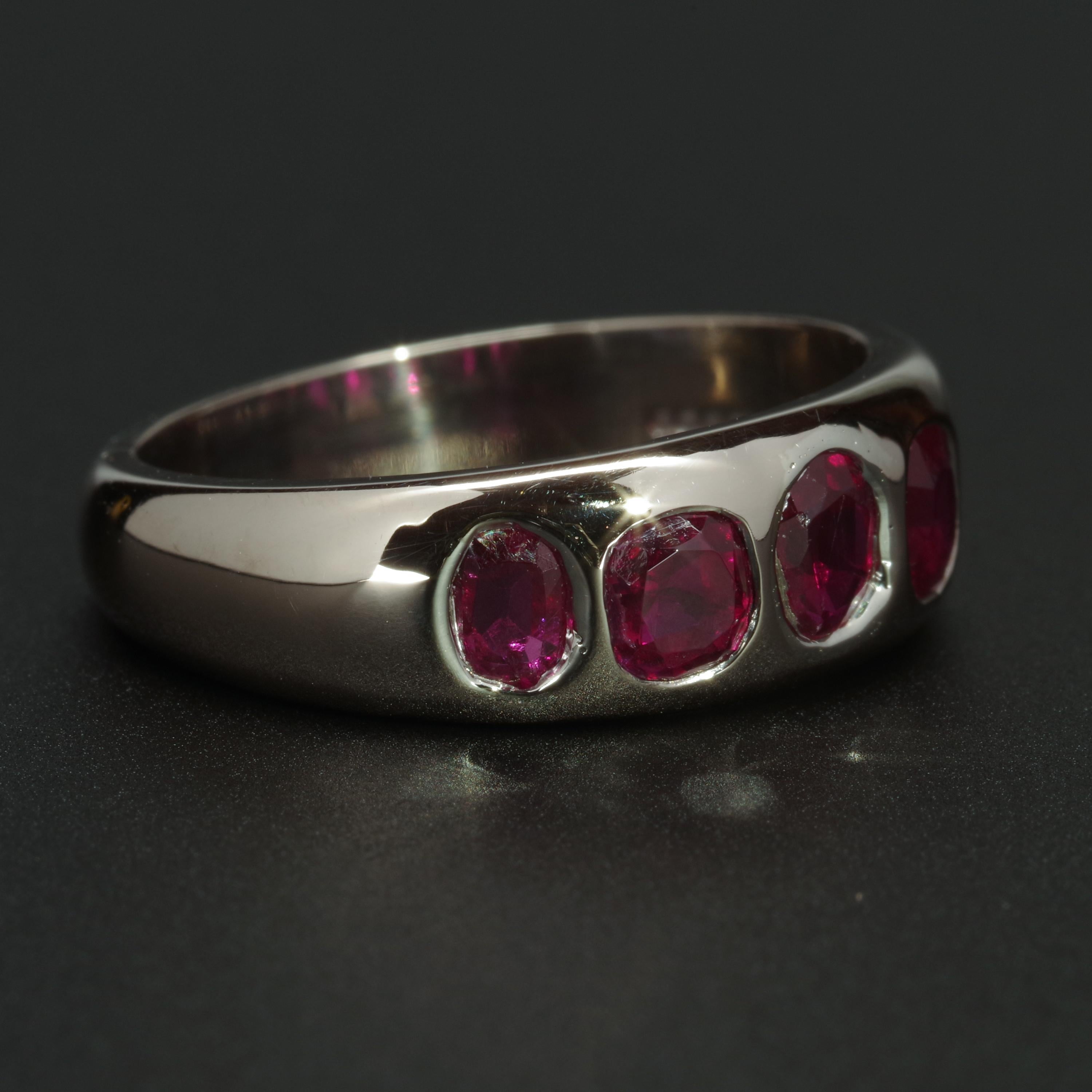 Ruby Ring Certified No-Heat Burma Rubies English Circa 1999 2