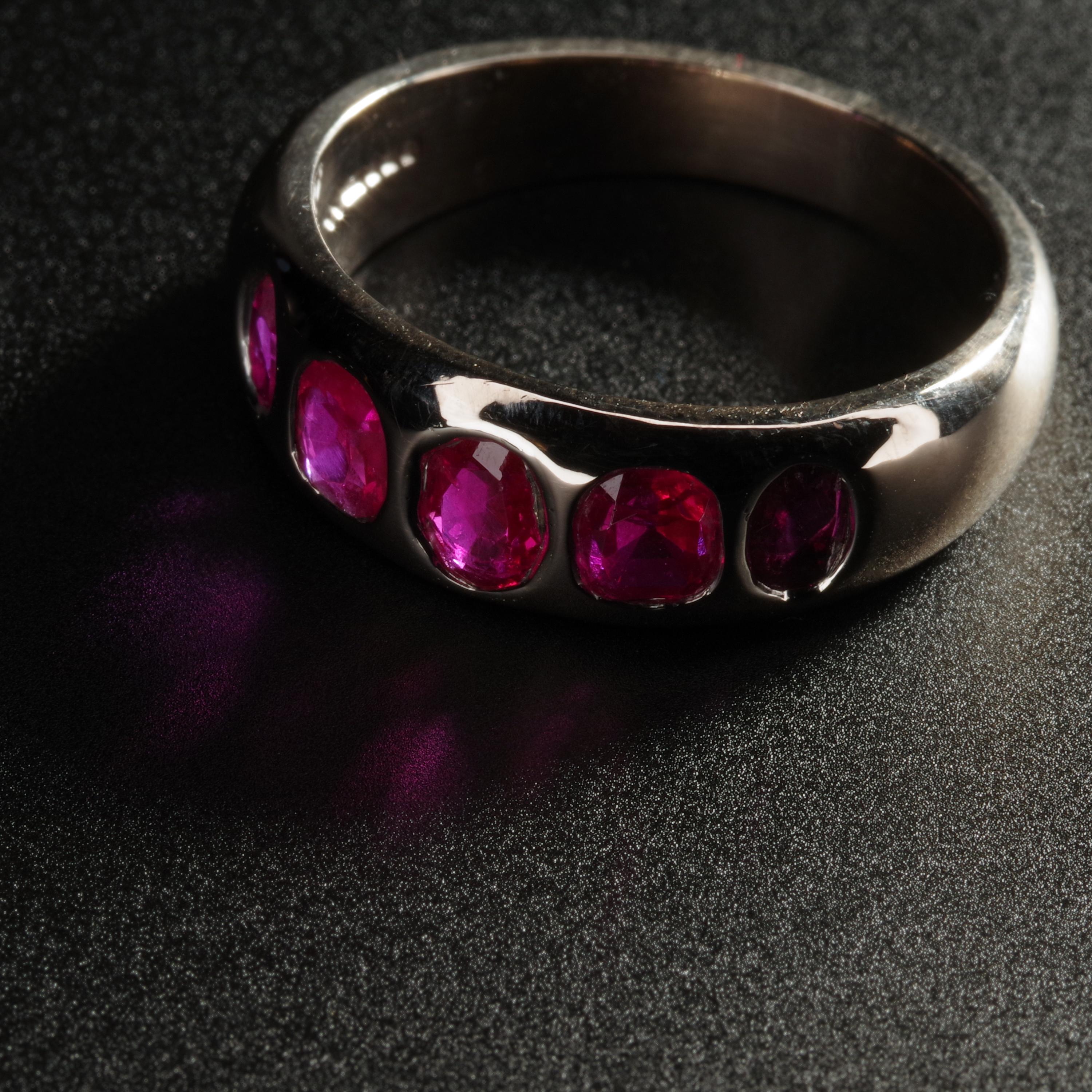 Ruby Ring Certified No-Heat Burma Rubies English Circa 1999 4