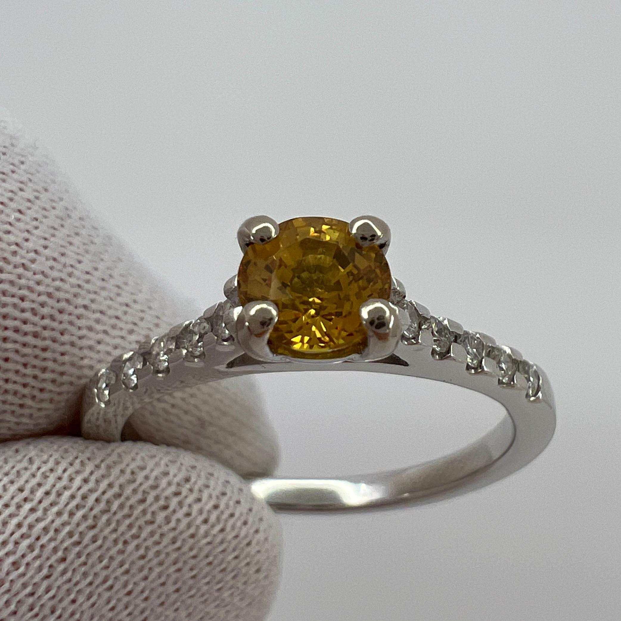 Certified No Heat Fine Ceylon Yellow Orange Sapphire Diamond 18k White Gold Ring For Sale 5