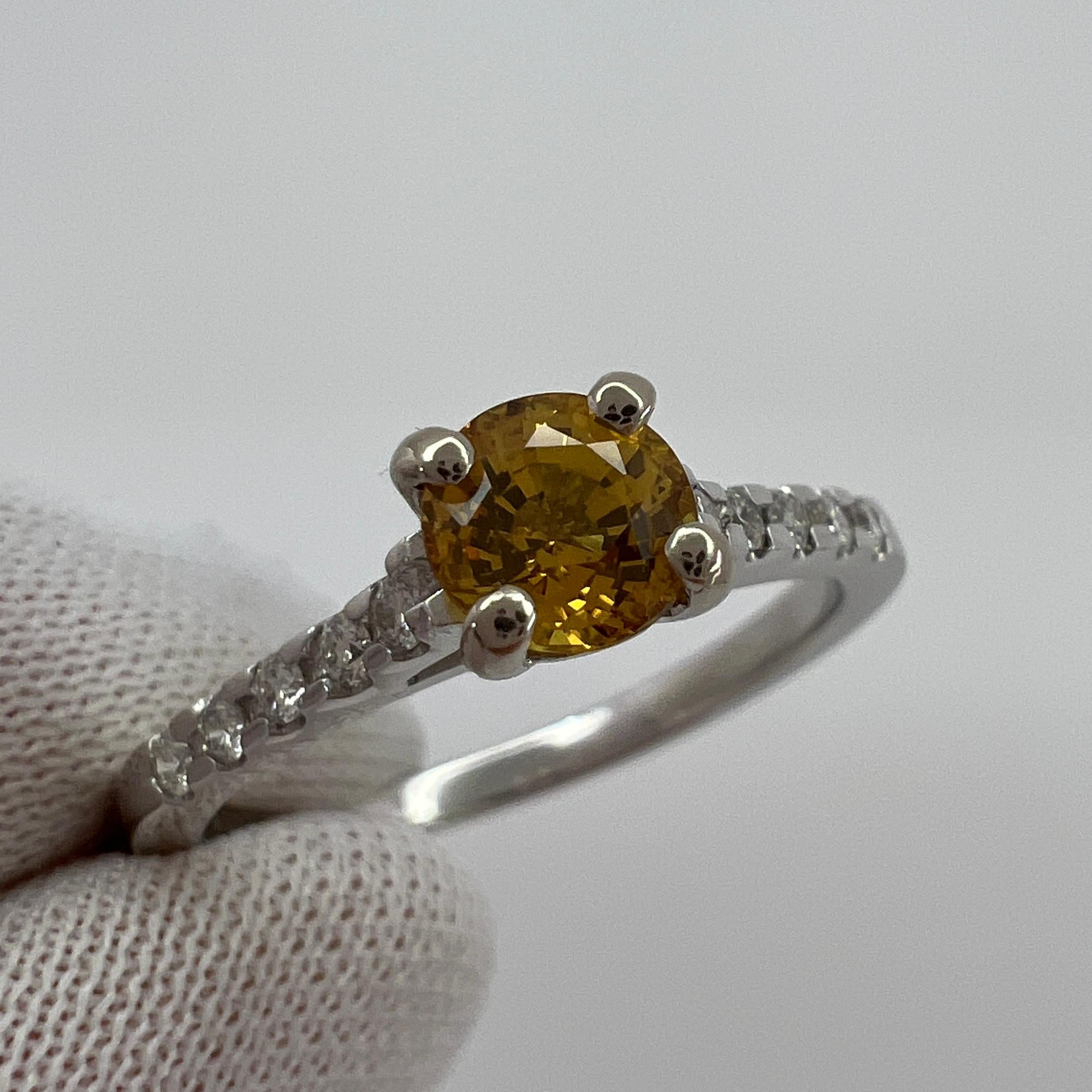 Certified No Heat Fine Ceylon Yellow Orange Sapphire Diamond 18k White Gold Ring For Sale 6
