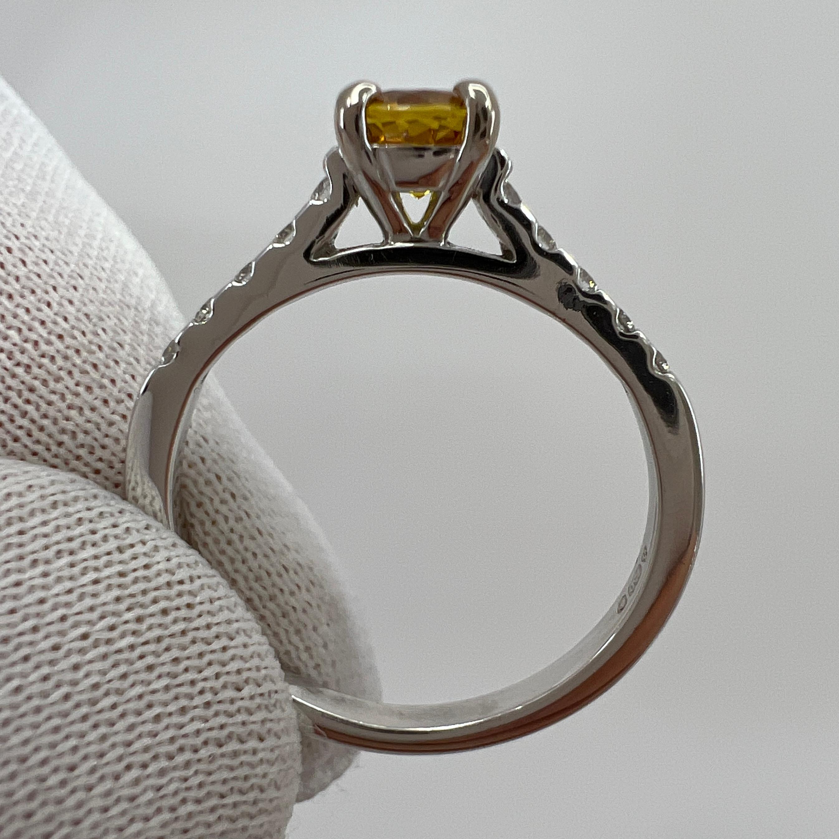 Certified No Heat Fine Ceylon Yellow Orange Sapphire Diamond 18k White Gold Ring 4
