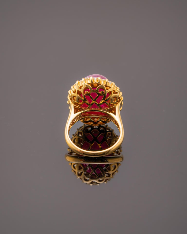 Certified No Heat Ruby with Yellow Diamond Ring Set in 18 K Gold For ...